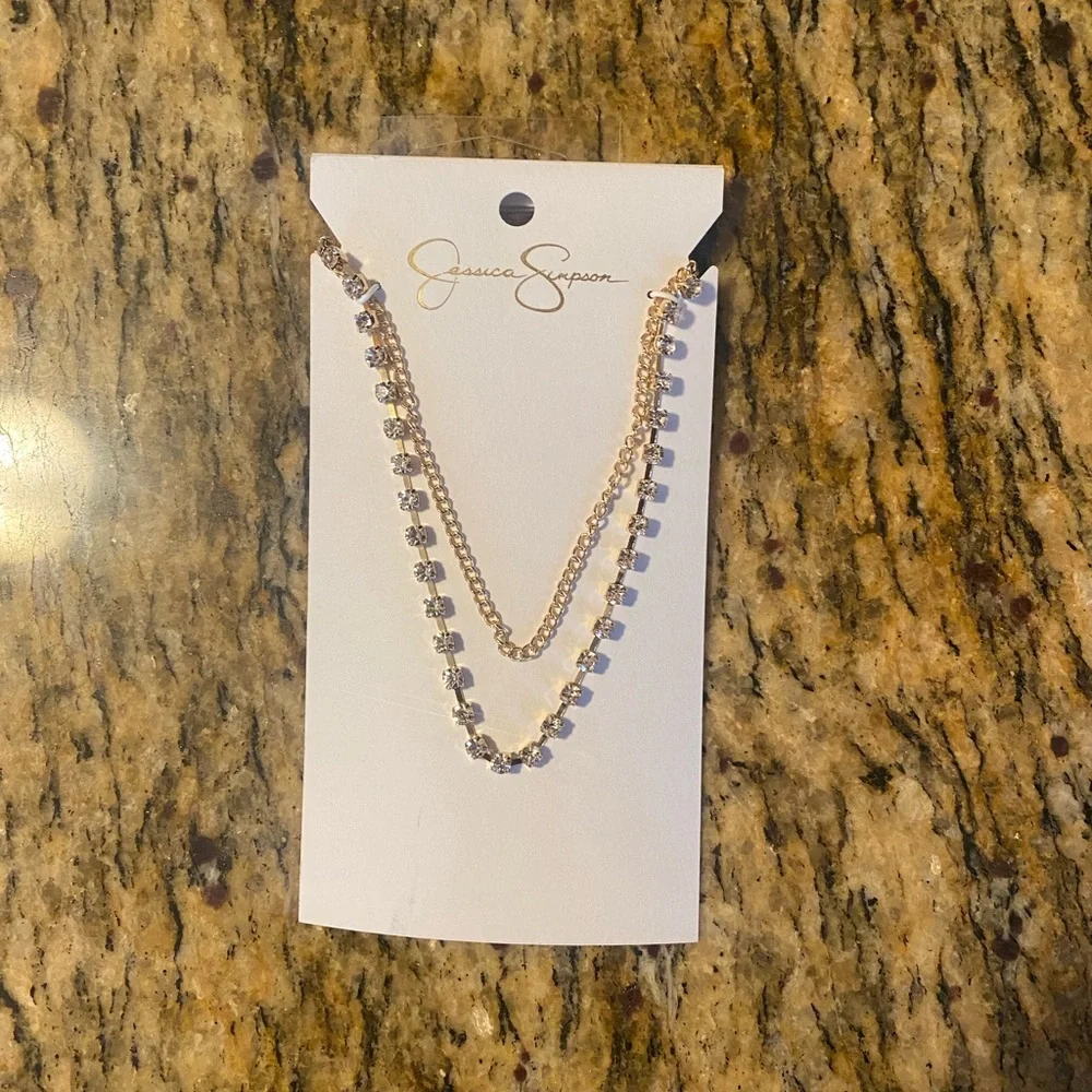 NEW Jessica Simpson gold double necklace